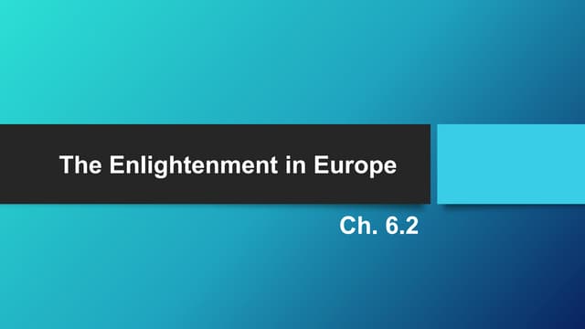 6.2 the enlightenment in europe