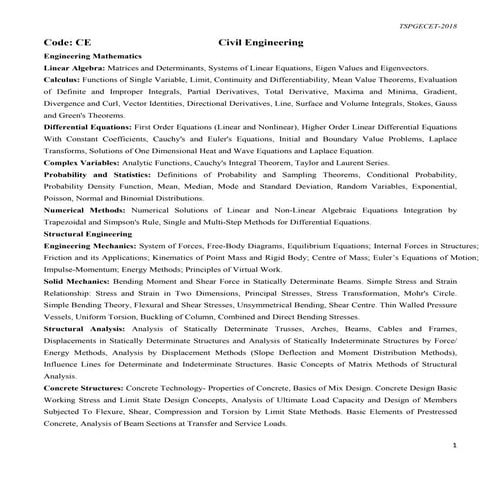 TS PGECET Civil 2018 Syllabus