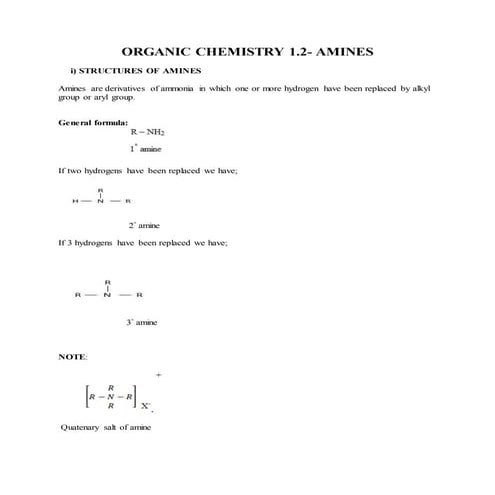 ORGANIC CHEMISTRY 1.2- AMINES