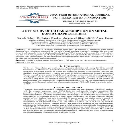 A DFT STUDY OF CO GAS ADSORPTION ON METAL DOPED GRAPHENE SHEET