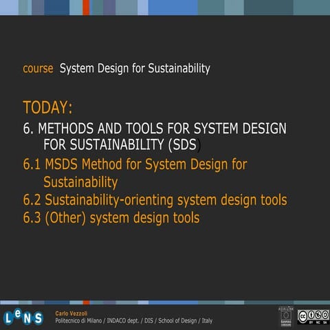 6.1 method for system design for sustainability vezzoli 10-11 (40) | PPT