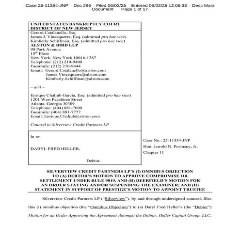 6-2-25 Silverview Objecting to Agreement with Deerfield (Heller).pdf