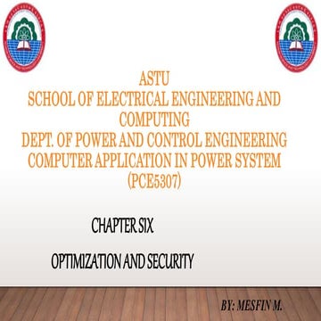 Computer Application in Power system: Chapter six - optimization and security