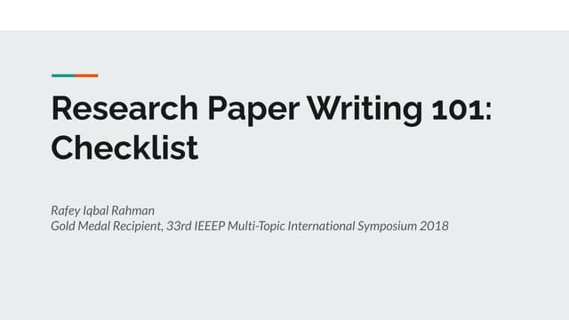 Research Paper Writing 101: Checklist
