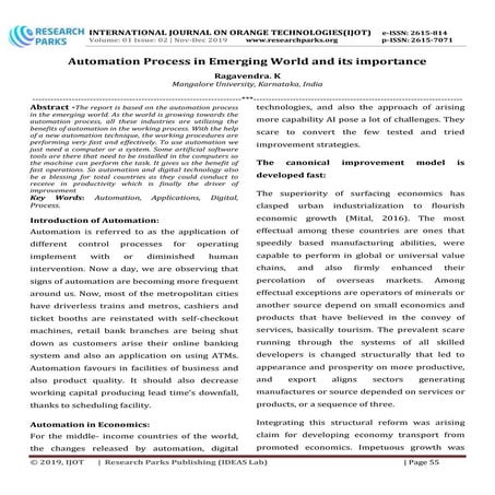 Automation Process in Emerging World and its importance