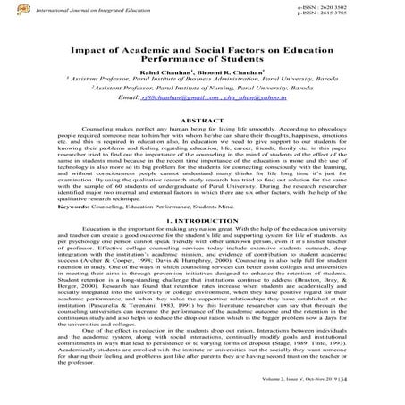 Impact of Academic and Social Factors on Education Performance of Students