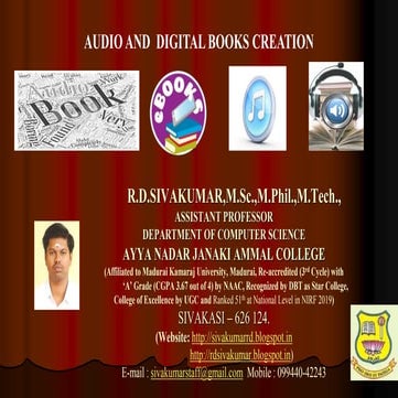 Audio and Digital Books Creation - R.D.Sivakumar