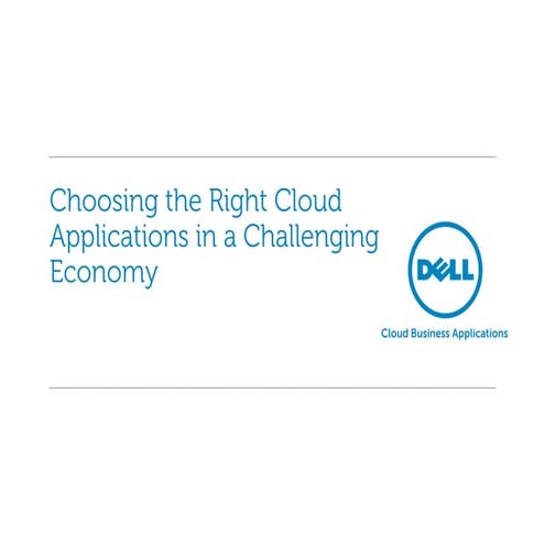 Choosing the Right Cloud Applications in a Challenging Economy