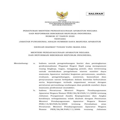 6. permenpan rb nomor 37 tahun 2020