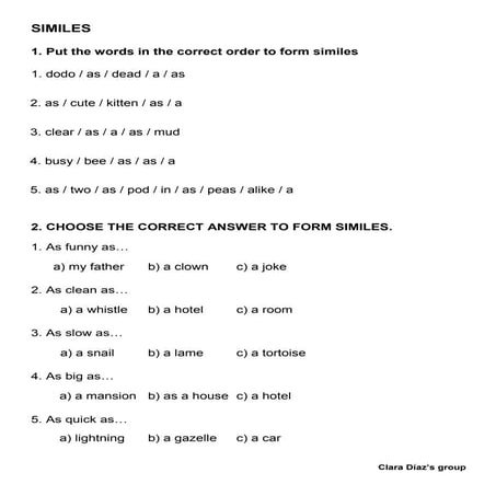6. exercises with similes BY MARÍA JOSÉ DÍAZ VIDARTE