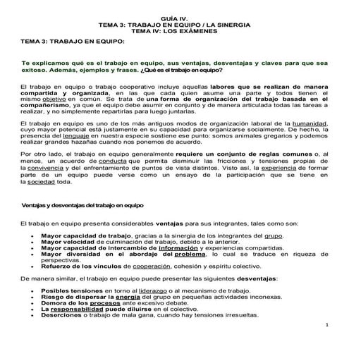 6. GUÍA IV- Trabajo en equipo. Sinergia. Loa exámenes..pdf