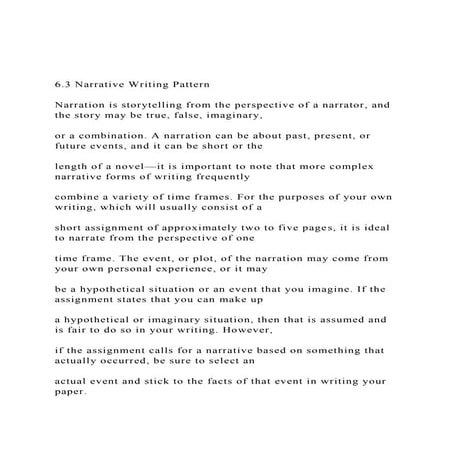 6.3 Narrative Writing Pattern  Narration is storytelling f.docx