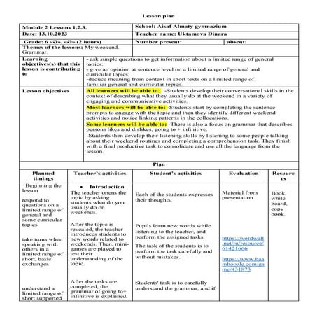 PPP sample lesson | DOCX