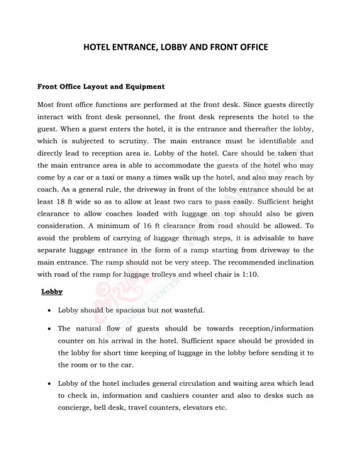 Front Office Equipments : Hotel Entrance, Lobby – Silke Nolden