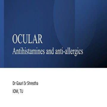 Ocular Antihistamines and Anti-allergics