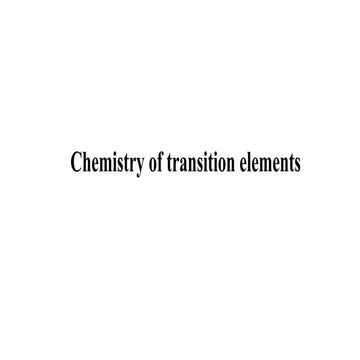 A Level Chemistry Transition elements Presentation
