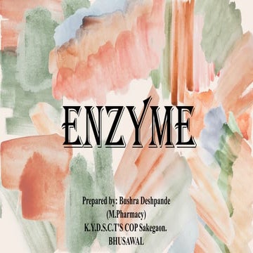 ENZYME Biochemistry Department College of Pharmacy