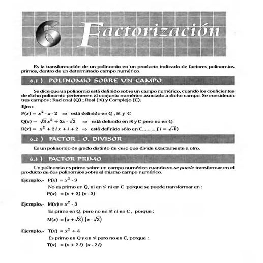 6. Factorización libro de algebra de racso nivel preuniversitario .pdf