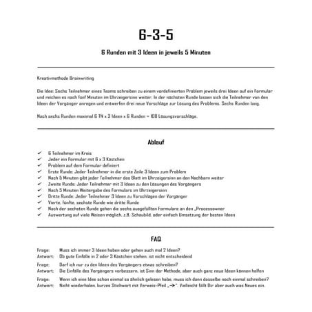 6-3-5 Kreativitätsmethode