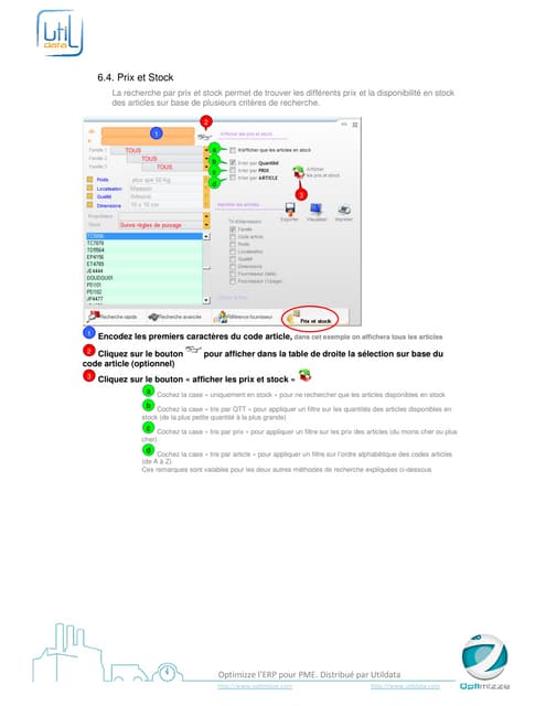 Prix et stock - Optimizze - ERP - V16