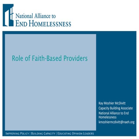 6.5 The Role of Faith Based Providers