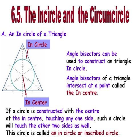 6.5 the incircle and circumcircle