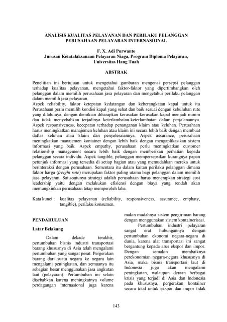 6. analisis kualitas pelayanan dan perilaku pelanggan fx adi purwanto