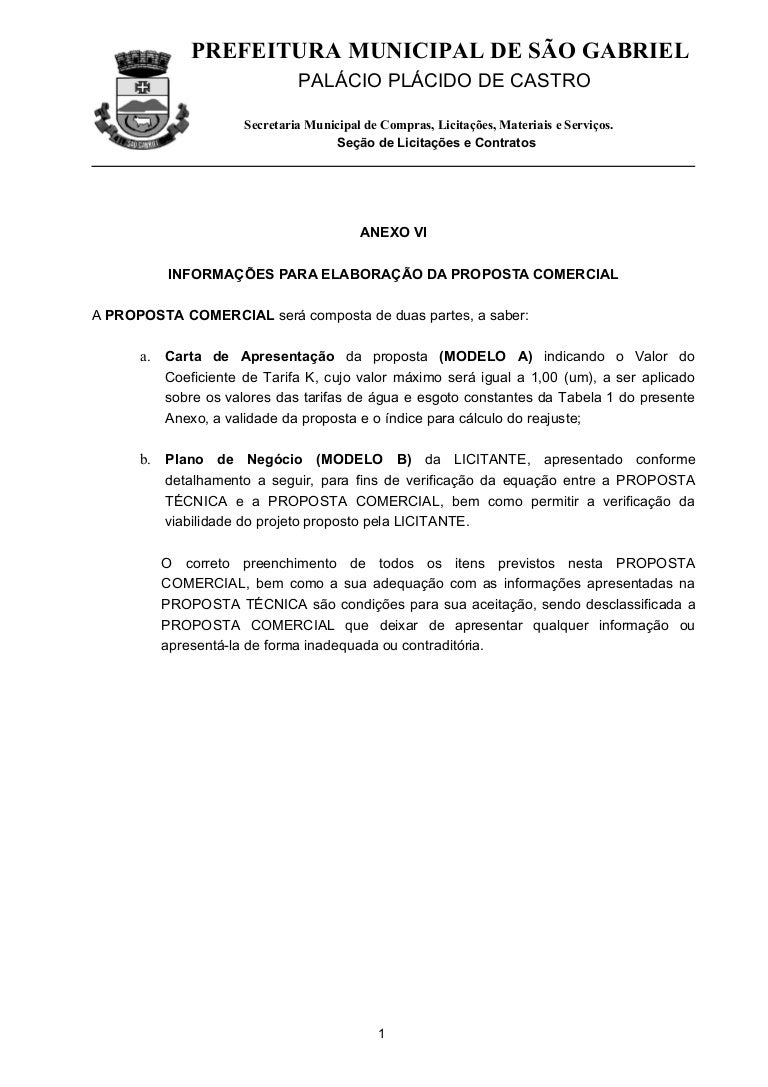 Anexo VI - Proposta comercial