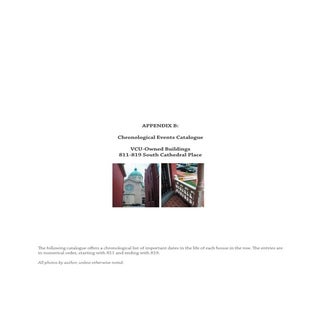 Shafer's Row: Chronology of Events