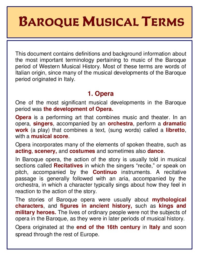 Baroque Musical Terms