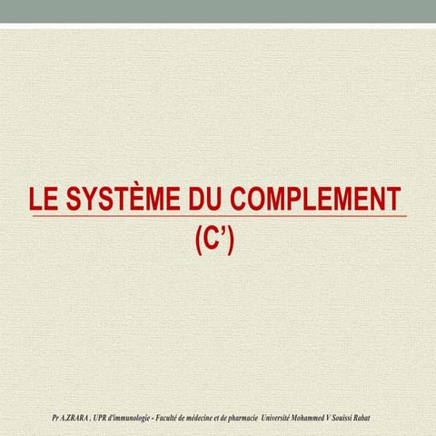le Complément en immunologie - cours detaillé | PPT
