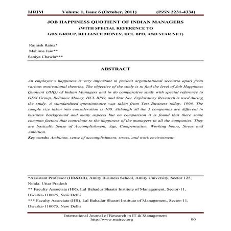 6 happiness quotient