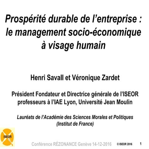 Henri Savall et Véronique Zardet : "Le management au service de l'humain"