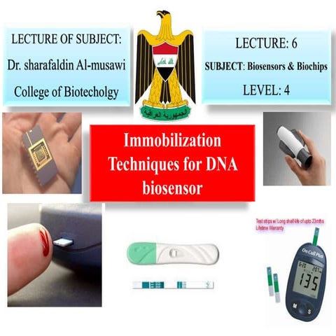 Immobilization techniques for dna biosensor lecture 6