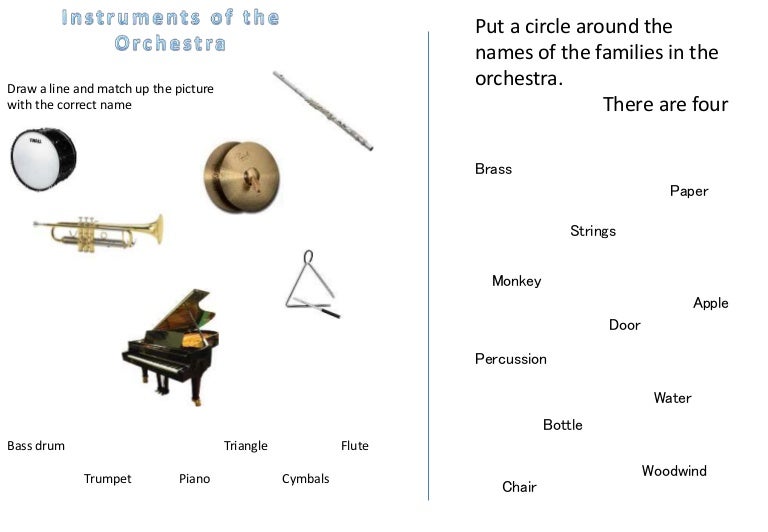 6 instrumentsorchestraworksheet