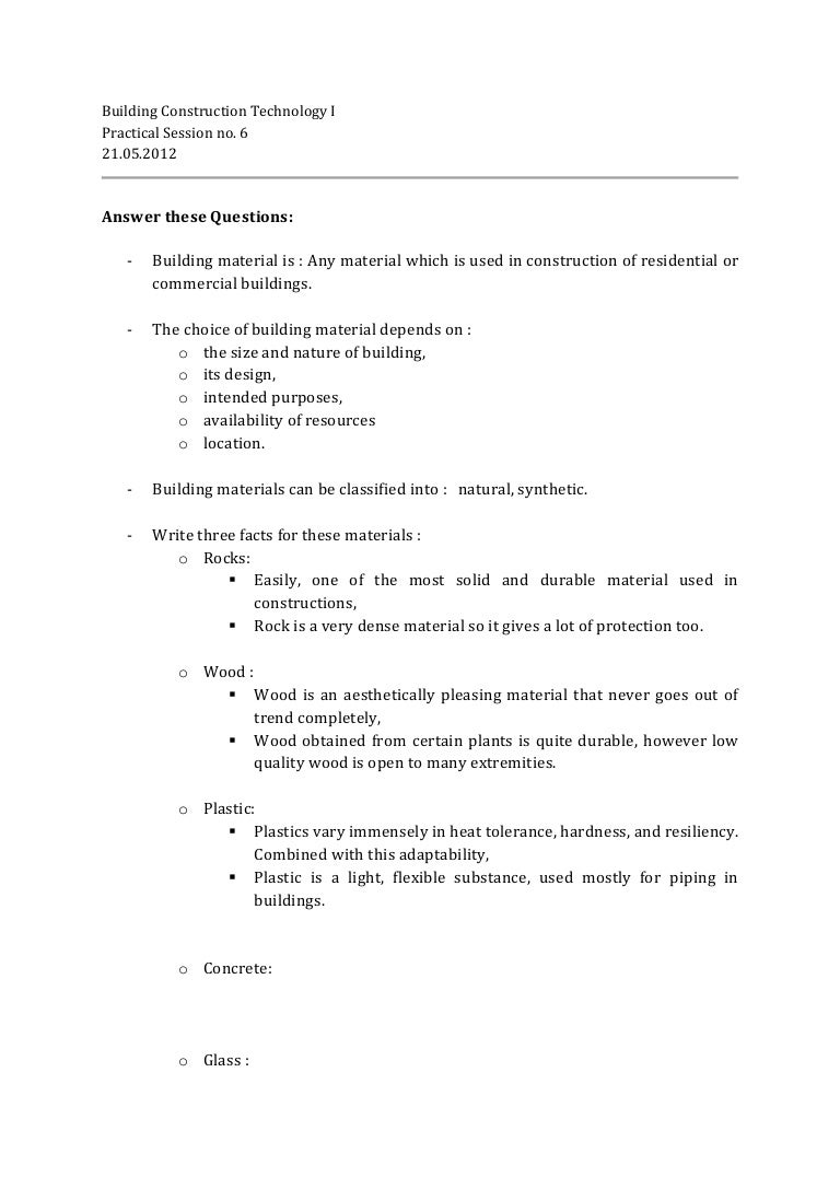 Building Construction 6 Intro To Building Materials