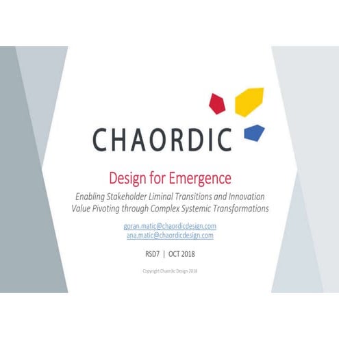 Design for Emergence – Enabling Stakeholder Liminal Transitions and Innovatio...