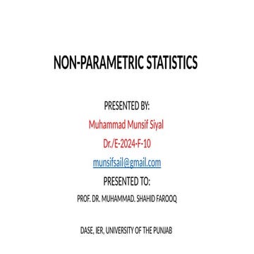 Non-Parametric Statistics | DATA: MEASUREMENTS OR OBSERVATION OF A VARIABLE