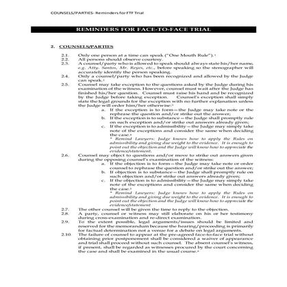 6 reminders for ftf trial-counsels parties