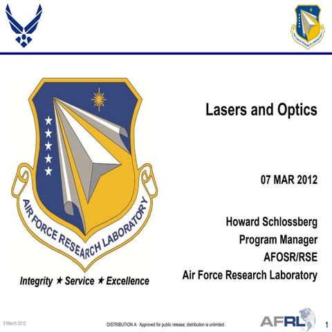 Schlossberg - Lasers and Optics - Spring Review 2012