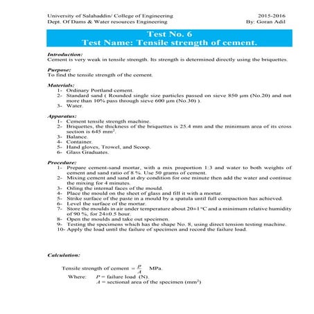 6 tensile strength of cement