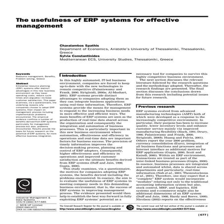 6. The Usefulness Of Erp Systems For Effective Management | PDF