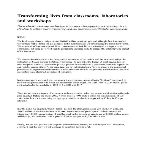 Transforming lives from classrooms by Ramses Vargas