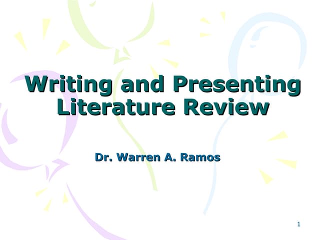 Writing and Presenting Literature Review