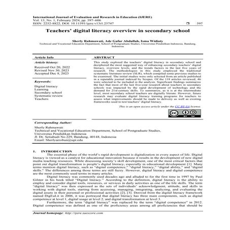 Teachers’ digital literacy overview in secondary school