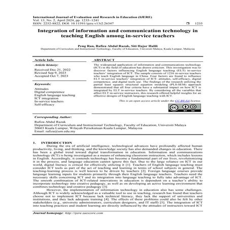 Integration of information and communication technology in teaching English a...