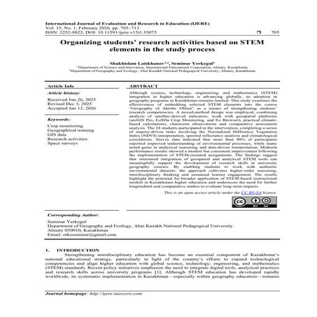Organizing students’ research activities based on STEM elements in the ...