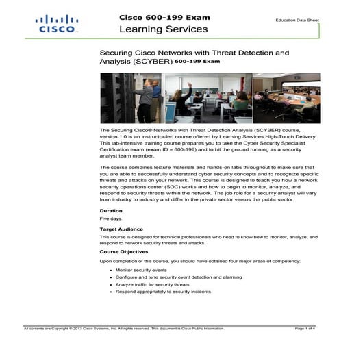 600-199 Exam Questions - Securing Cisco Networks with Threat Detection and An...