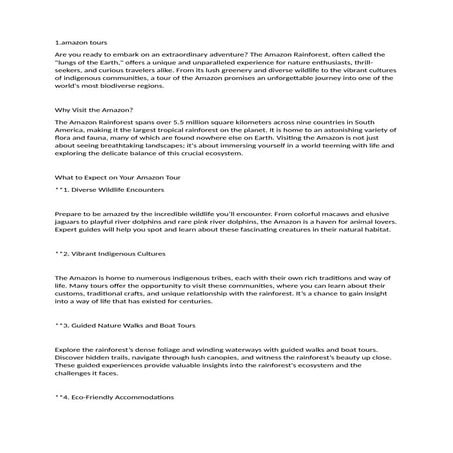 amazon tours ,                         .