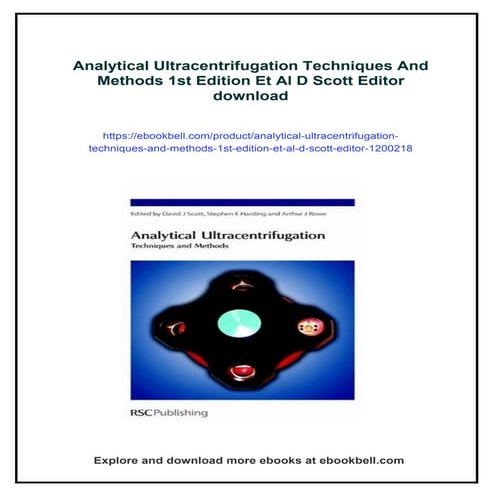 Analytical Ultracentrifugation Techniques And Methods 1st Edition Et Al D Sco...
